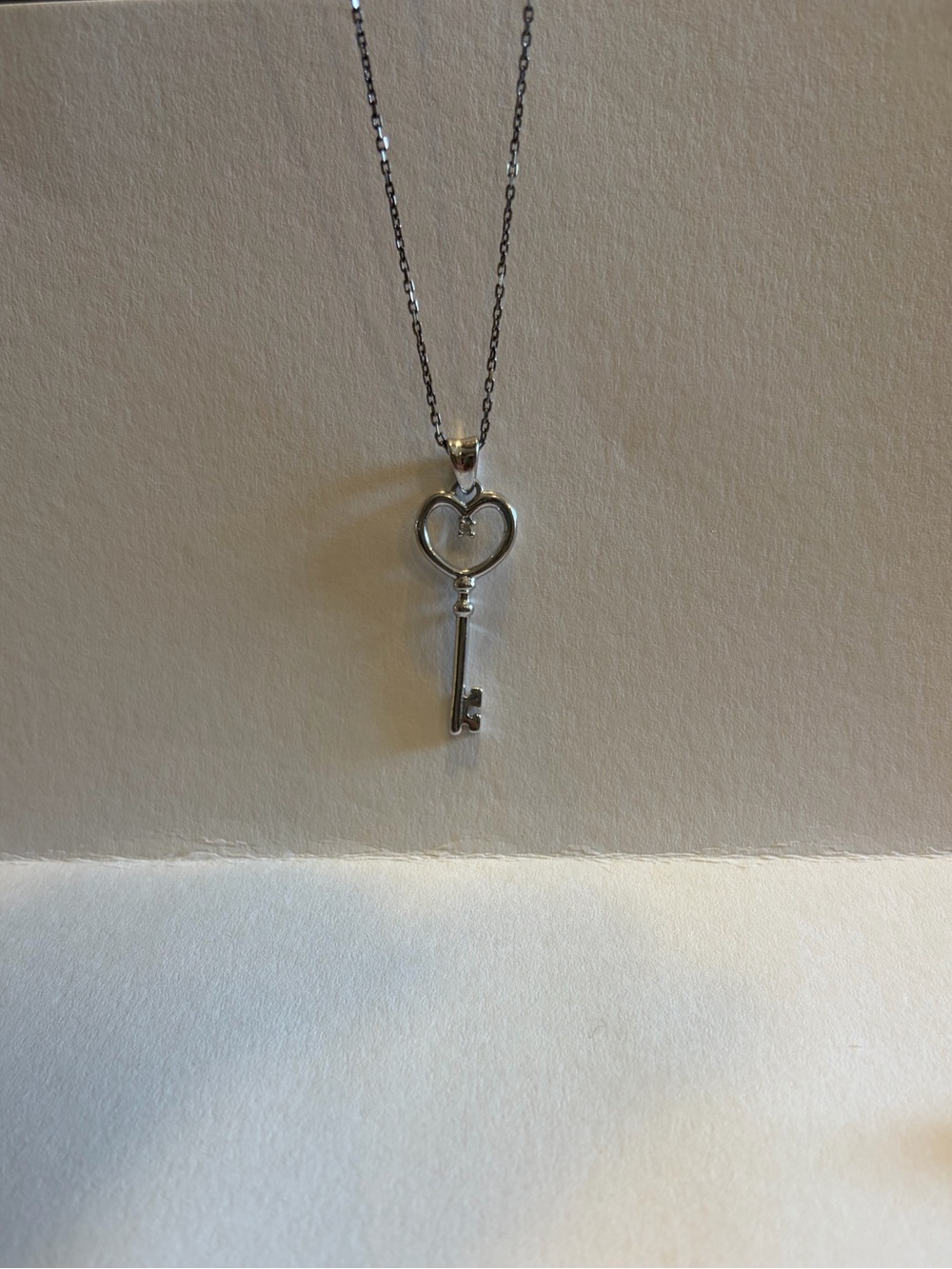 Zales Silver Heart Key Pendant Necklace